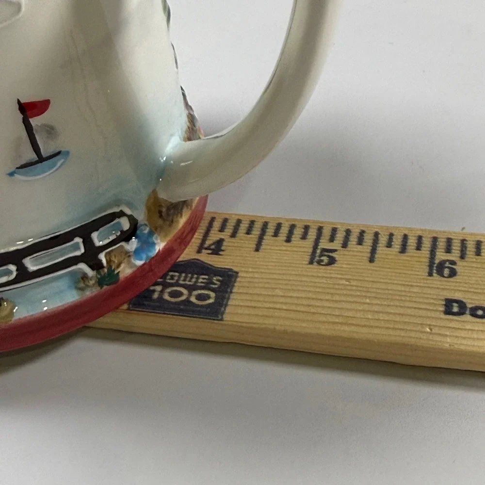 VTG KK Brand Lighthouse Coastal Ceramic Pitcher Small Nautical Beach House Decor